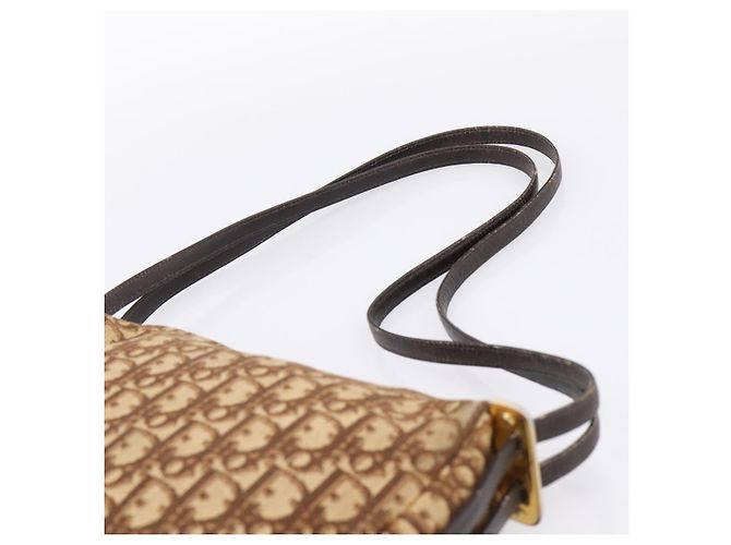 Christian Dior Trotter Canvas Shoulder Bag Beige Gold Auth ep16482 Golden - view 14