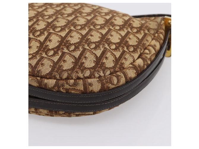Christian Dior Trotter Canvas Shoulder Bag Beige Gold Auth ep16482 Golden - view 15