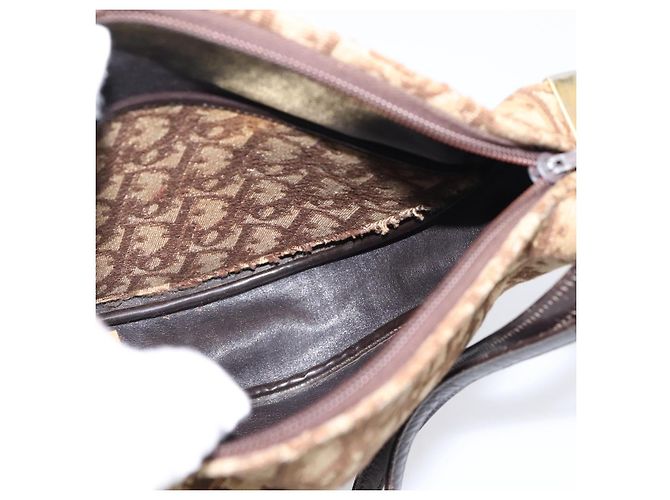 Christian Dior Trotter Canvas Shoulder Bag Beige Gold Auth ep16482 Golden - view 19