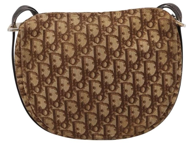 Christian Dior Trotter Canvas Shoulder Bag Beige Gold Auth ep16482 Golden - view 2