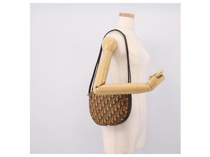 Christian Dior Trotter Canvas Shoulder Bag Beige Gold Auth ep16482 Golden - view 22