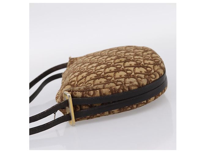 Christian Dior Trotter Canvas Shoulder Bag Beige Gold Auth ep16482 Golden - view 3
