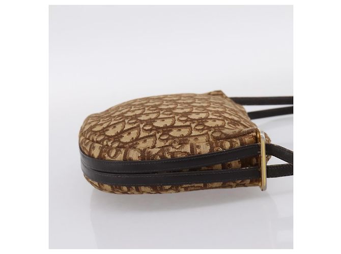 Christian Dior Trotter Canvas Shoulder Bag Beige Gold Auth ep16482 Golden - view 4