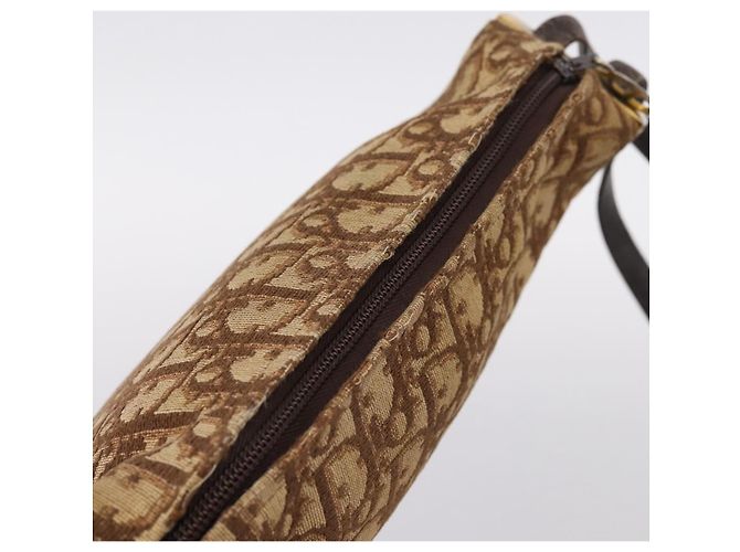 Christian Dior Trotter Canvas Shoulder Bag Beige Gold Auth ep16482 Golden - view 6