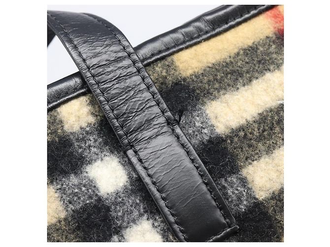 BURBERRY Nova Check Blue Label Tote Bag aus Wolle Beige Silber Auth 205370V - Ansicht 10