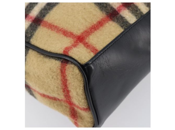 BURBERRY Nova Check Blue Label Tote Bag aus Wolle Beige Silber Auth 205370V - Ansicht 16