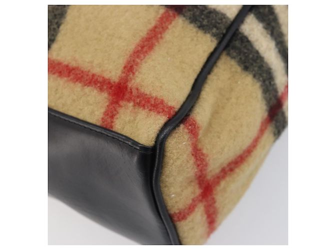 BURBERRY Nova Check Blue Label Tote Bag aus Wolle Beige Silber Auth 205370V - Ansicht 9