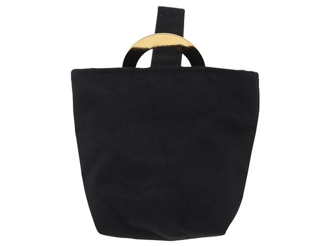 Céline CELINE Circle Pouch Canvas Black Gold Auth 206900A Negro Dorado - vista 2