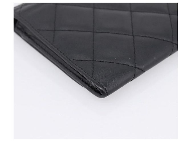 Portafoglio CHANEL Cambon Line Matelasse in pelle nera con CC argento Auth 205206A Nero - vista 16