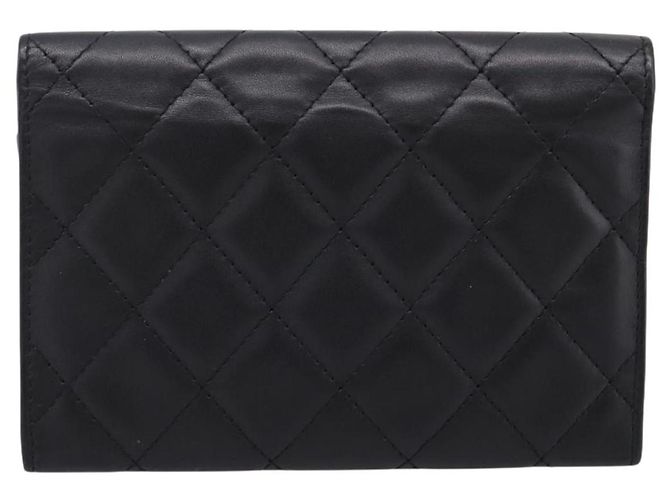 Portafoglio CHANEL Cambon Line Matelasse in pelle nera con CC argento Auth 205206A Nero - vista 2