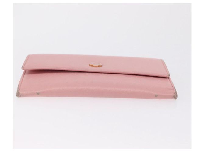Carteira CHANEL Couro Rosa Ouro CC Auth 206066 Dourado - vista 10