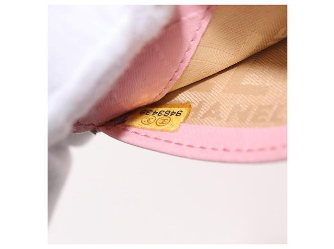 Carteira CHANEL Couro Rosa Ouro CC Auth 206066 Dourado - vista 12