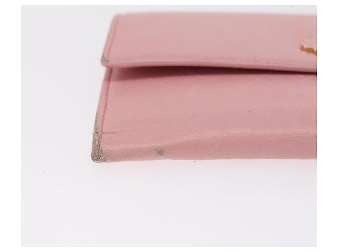 Carteira CHANEL Couro Rosa Ouro CC Auth 206066 Dourado - vista 14