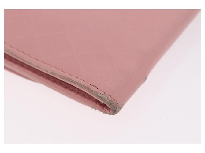Carteira CHANEL Couro Rosa Ouro CC Auth 206066 Dourado - vista 17