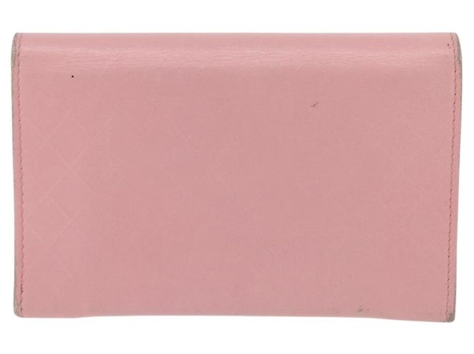 Carteira CHANEL Couro Rosa Ouro CC Auth 206066 Dourado - vista 2