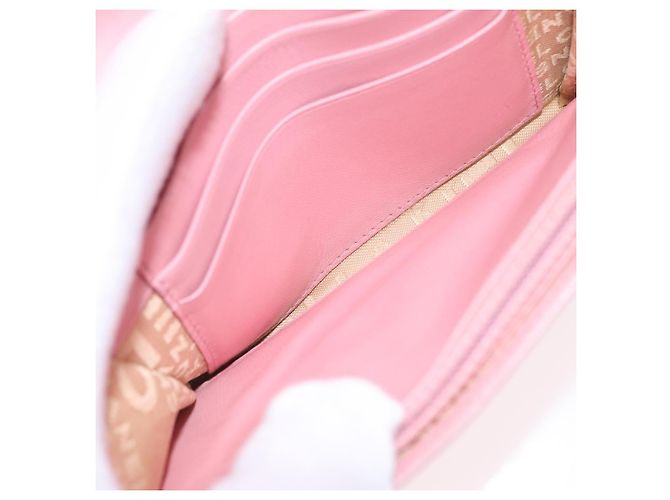Carteira CHANEL Couro Rosa Ouro CC Auth 206066 Dourado - vista 25