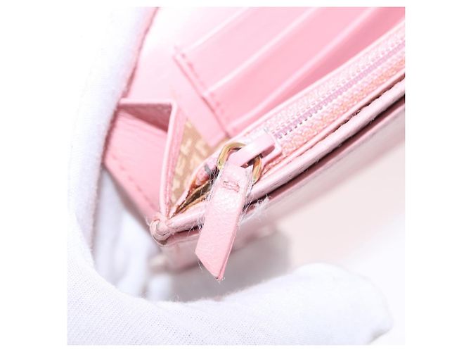 Carteira CHANEL Couro Rosa Ouro CC Auth 206066 Dourado - vista 26