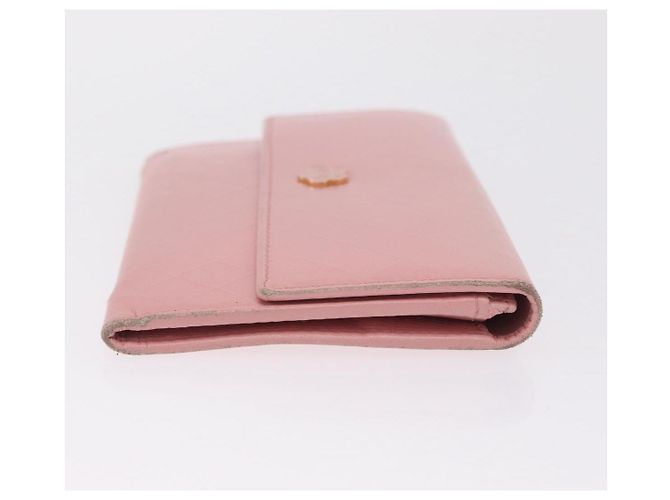 Carteira CHANEL Couro Rosa Ouro CC Auth 206066 Dourado - vista 5