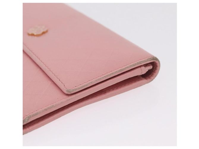 Carteira CHANEL Couro Rosa Ouro CC Auth 206066 Dourado - vista 6