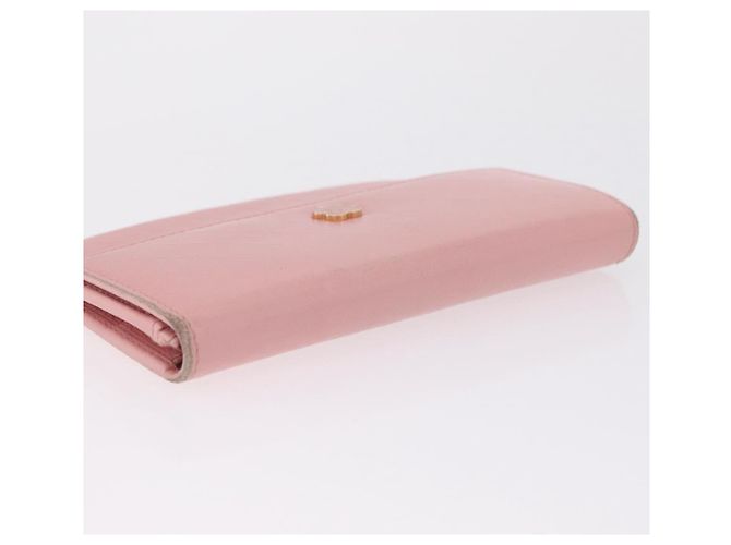 Carteira CHANEL Couro Rosa Ouro CC Auth 206066 Dourado - vista 9