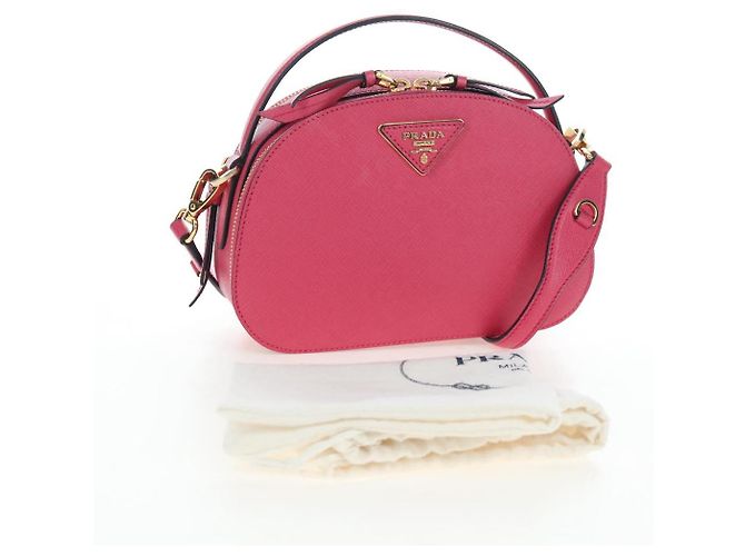 Saffiano PRADA Handtasche Safiano Leder 2way Pink Gold Auth 206787V Golden - Ansicht 12