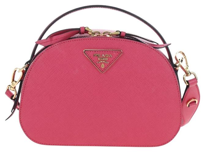 Saffiano PRADA Handtasche Safiano Leder 2way Pink Gold Auth 206787V Golden - Ansicht 13