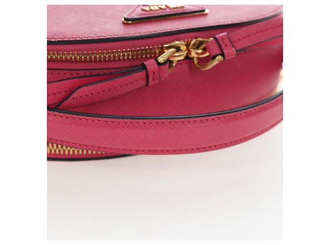 Saffiano PRADA Handtasche Safiano Leder 2way Pink Gold Auth 206787V Golden - Ansicht 14