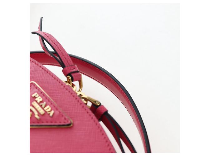 Saffiano PRADA Handtasche Safiano Leder 2way Pink Gold Auth 206787V Golden - Ansicht 16