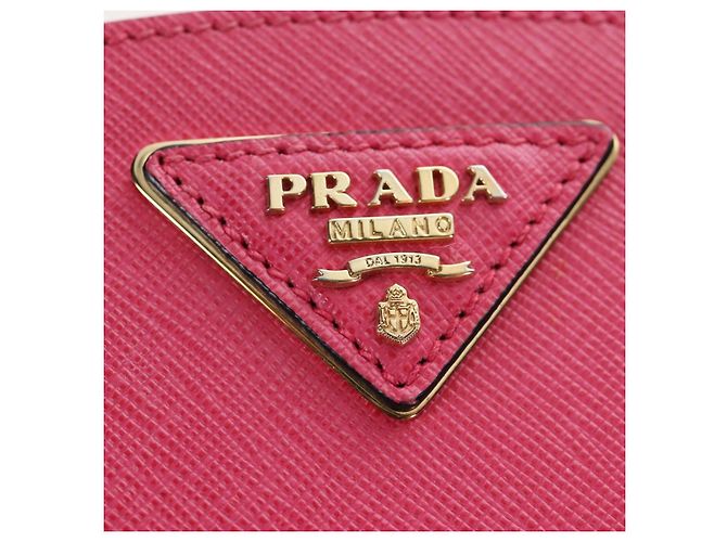 Saffiano PRADA Handtasche Safiano Leder 2way Pink Gold Auth 206787V Golden - Ansicht 24