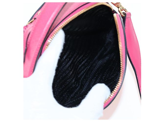 Saffiano PRADA Handtasche Safiano Leder 2way Pink Gold Auth 206787V Golden - Ansicht 26