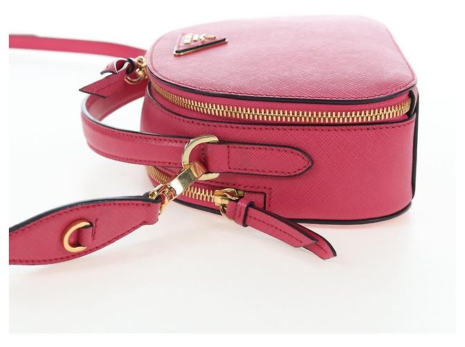 Saffiano PRADA Handtasche Safiano Leder 2way Pink Gold Auth 206787V Golden - Ansicht 3
