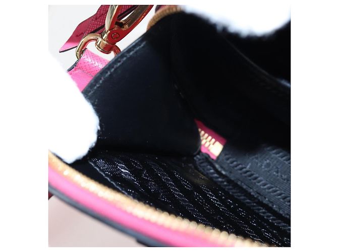 Saffiano PRADA Handtasche Safiano Leder 2way Pink Gold Auth 206787V Golden - Ansicht 30