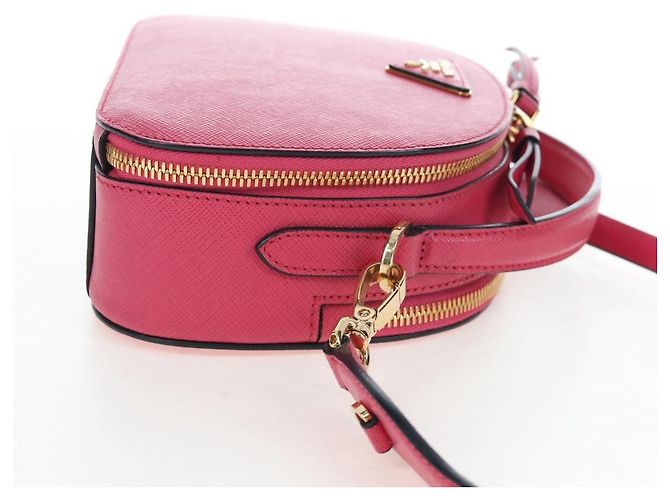 Saffiano PRADA Handtasche Safiano Leder 2way Pink Gold Auth 206787V Golden - Ansicht 4