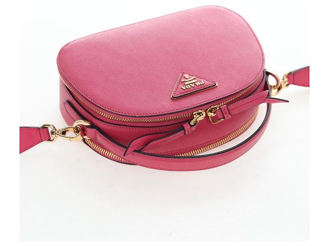 Saffiano PRADA Handtasche Safiano Leder 2way Pink Gold Auth 206787V Golden - Ansicht 6