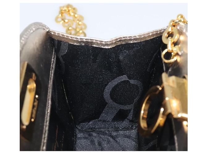 Borsa a tracolla Salvatore Ferragamo Gancini Chain in pelle oro Auth hk4135A D'oro - vista 20