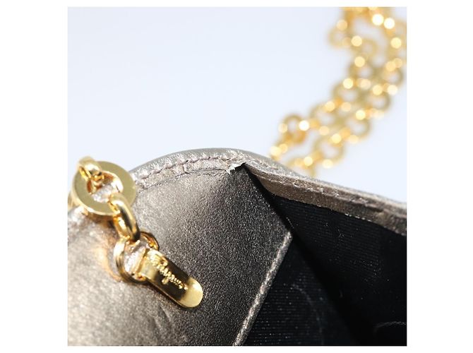 Borsa a tracolla Salvatore Ferragamo Gancini Chain in pelle oro Auth hk4135A D'oro - vista 22