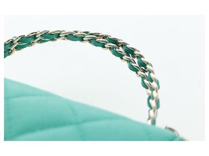Borsa a tracolla CHANEL Matelasse con catena in pelle Caviar 2way Verde Oro CC Auth LN084SAM D'oro - vista 14