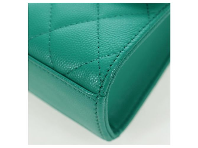 Borsa a tracolla CHANEL Matelasse con catena in pelle Caviar 2way Verde Oro CC Auth LN084SAM D'oro - vista 18