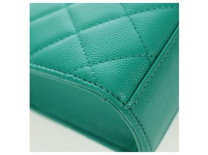Borsa a tracolla CHANEL Matelasse con catena in pelle Caviar 2way Verde Oro CC Auth LN084SAM D'oro - vista 19