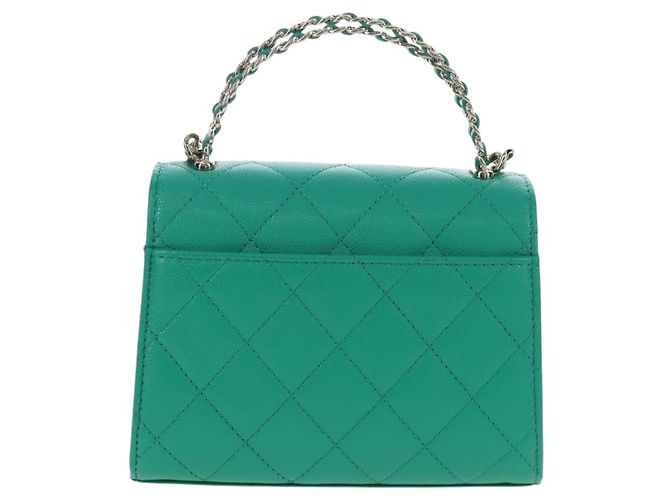 Borsa a tracolla CHANEL Matelasse con catena in pelle Caviar 2way Verde Oro CC Auth LN084SAM D'oro - vista 2