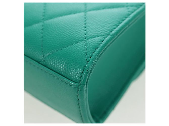 Borsa a tracolla CHANEL Matelasse con catena in pelle Caviar 2way Verde Oro CC Auth LN084SAM D'oro - vista 20