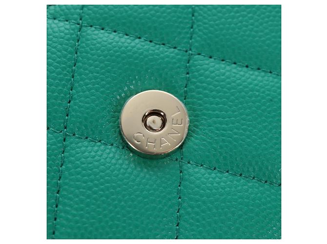 Borsa a tracolla CHANEL Matelasse con catena in pelle Caviar 2way Verde Oro CC Auth LN084SAM D'oro - vista 23