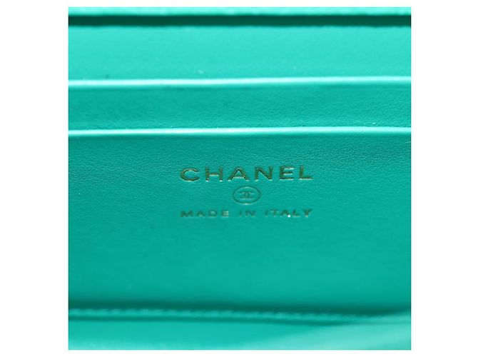 Borsa a tracolla CHANEL Matelasse con catena in pelle Caviar 2way Verde Oro CC Auth LN084SAM D'oro - vista 24