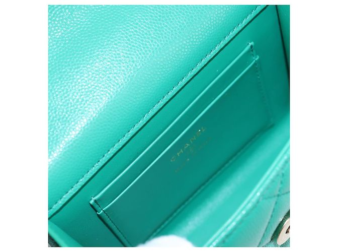 Borsa a tracolla CHANEL Matelasse con catena in pelle Caviar 2way Verde Oro CC Auth LN084SAM D'oro - vista 27