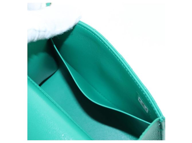 Borsa a tracolla CHANEL Matelasse con catena in pelle Caviar 2way Verde Oro CC Auth LN084SAM D'oro - vista 28