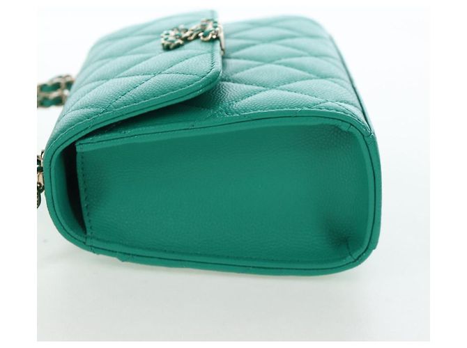Borsa a tracolla CHANEL Matelasse con catena in pelle Caviar 2way Verde Oro CC Auth LN084SAM D'oro - vista 3