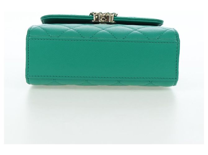 Borsa a tracolla CHANEL Matelasse con catena in pelle Caviar 2way Verde Oro CC Auth LN084SAM D'oro - vista 5