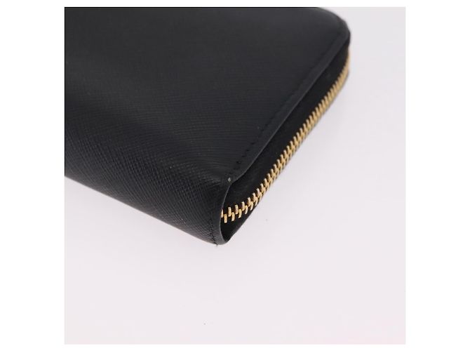 Saffiano PRADA Long Wallet Safiano Leather Black Gold Auth 206459 Golden - view 14