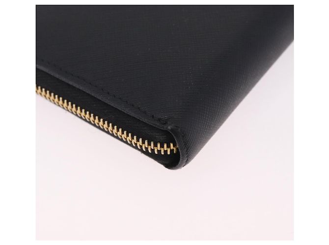 Saffiano PRADA Long Wallet Safiano Leather Black Gold Auth 206459 Golden - view 15