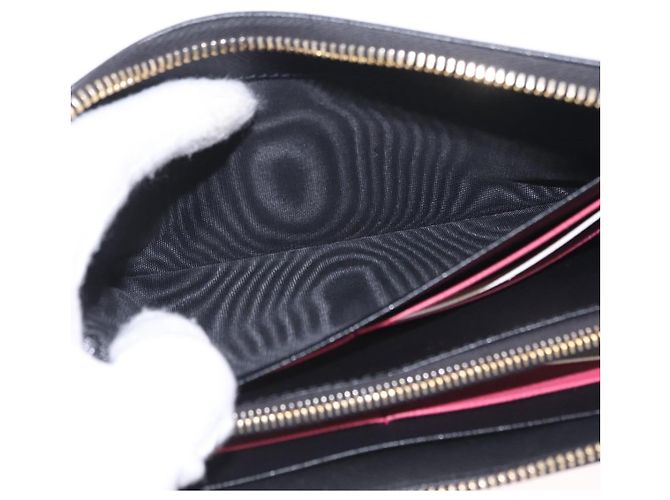 Saffiano PRADA Long Wallet Safiano Leather Black Gold Auth 206459 Golden - view 19